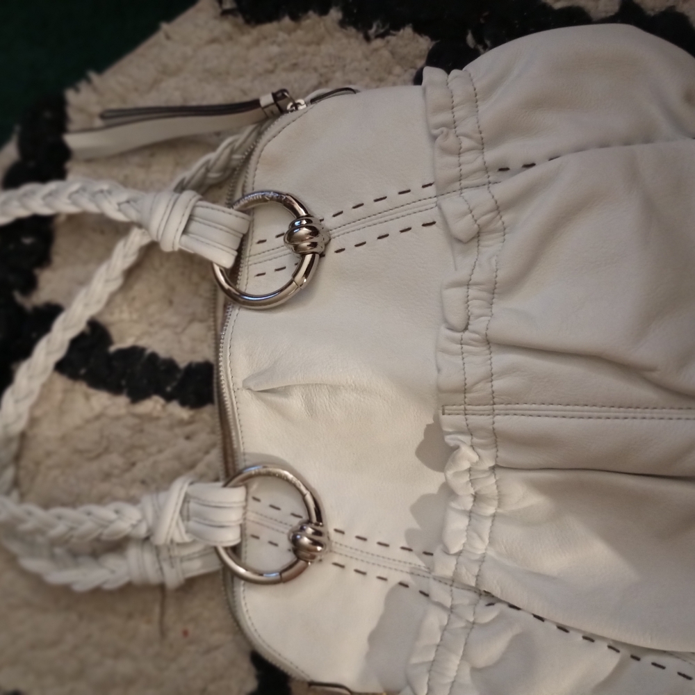 B. Makowsky White Leather Shoulder Bag